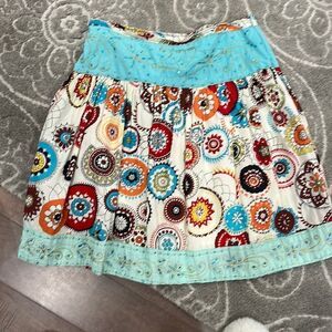 Beau Bois mandala fun print skirt with contrasting hem and beads size Large